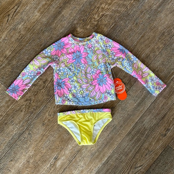 wonder nation Other - NWT Wonder nation pink and yellow two piece long sleeve swimsuit for girls 18M